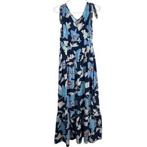 Jessica Simpson-Blue Floral Maxi Dress, Sleeveless V-neck